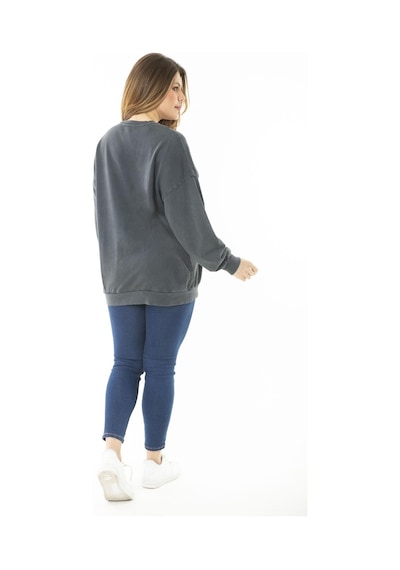 Şans Kadın Büyük Beden Füme Dijital Baskılı Sweatshirt 65n37159-füme Füme