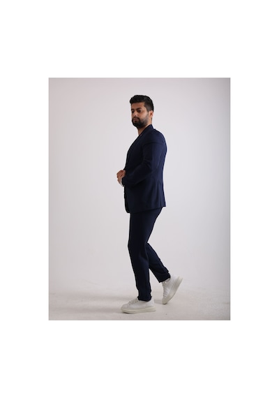 Fashion Plaza Yazın En Favori Kumaşı Gofre Kumaş Spor Takım Elbise Lacivert