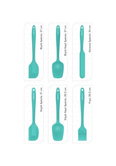Drongo Isıya Dayanıklı Yanmaz Yapışmaz Silikon Spatula Seti 6 Parça Turkuaz