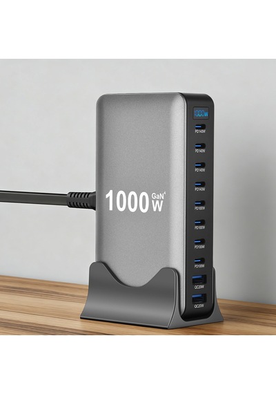 Go Des Gd-b961 Gan Teknolojili 10 Portlu Masaüstü Çoklu Şarj İstasyonu 1000w Gri