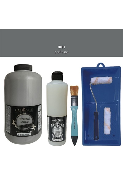 Mobilya Boyası-cadence Multisurface H-081 Grafiti Gri 2lt Ultimate Parlak Vernik 500ml Grafiti Gri