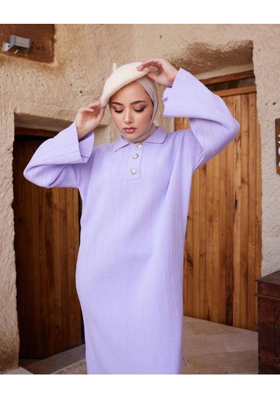 Olla Collection Nila Triko Elbise Lila