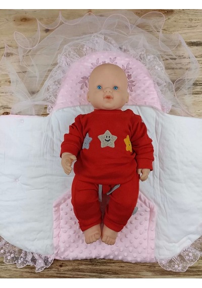 Yenidoğan Topçikli Gül Bahçesi Tül Örtülü Kız Erkek Bebek Klasik Kundak Bebek Battaniyesi Pembe Pembe