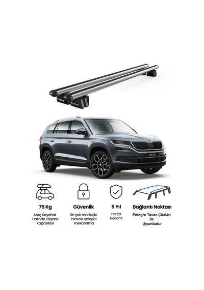 Pençe Skoda Kodiaq Ara Atkı 2017 Ve Sonrası Uyumlu Gri Ara Atkı Port Bagaj Tavan Barı