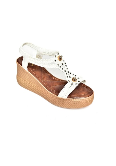 Fox Shoess258188009 Beyaz Dolgu Tabanlı Kadın Sandalet Beyaz