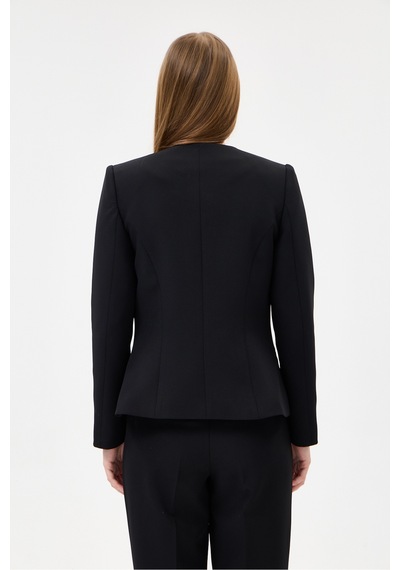 Velnara Moda Siyah Klasik Kadın Takım Elbise-sıfır Yaka Ceket & Cepli Dar Paça Pantolon Siyah - 927027358 Siyah
