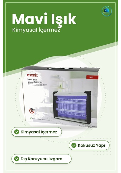 Sinek İlacı Elektrikli Öldürücü Cihaz Mavi Işıklı Kimyasal İçerme