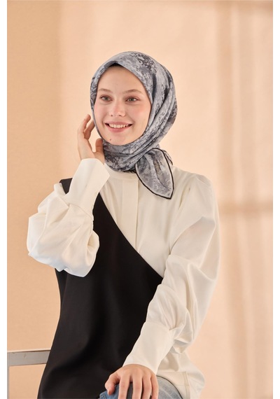 Silk Home Soft Eşarp 73095-15 Gri, Füme, Gümüş, Siyah