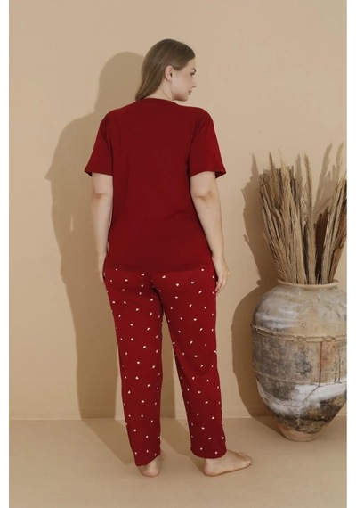 Boyraz Kadın Milan Büyük Beden Bisiklet Yaka Kısa Kol İnce Pijama Takımı 11053 - 1 Adet 001