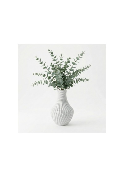 Beyaz Mermer Dokulu Spiral Tasarım Dekoratif Vazo Ve Saksı - Modern 3d Baskı 20x13 Cm Mermer