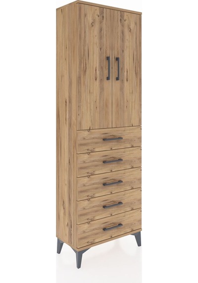Arges Dolap Tek Raflı 5 Çekmeceli Tek Askılı 60x30x182 Çam-çam Çam Arges Dolap Tek Raflı 5 Çekmeceli Tek Askılı 60x30x182 Çam-çam Çam