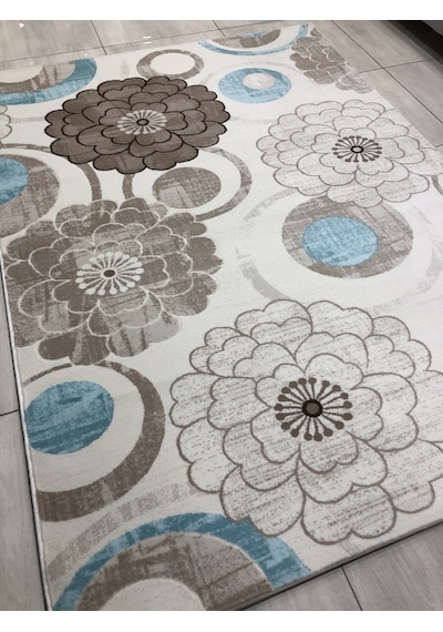 Flora Halı Alina 0720 B 165X230 Turkuaz Vizon 4 M2 Halı !