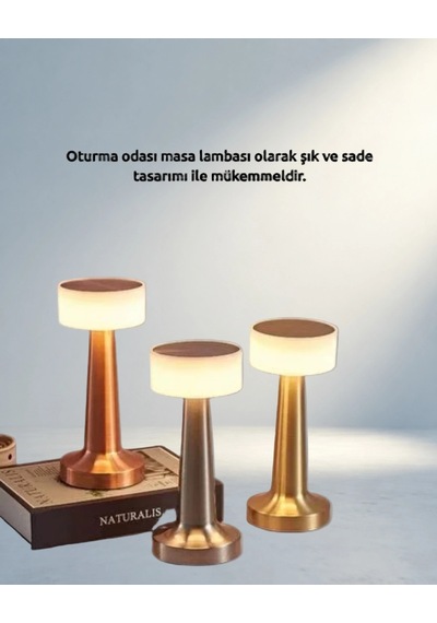 Kablosuz Masa Lambası Usb İle 3 Parlaklık Seçeneği Minimalist Tasarım .