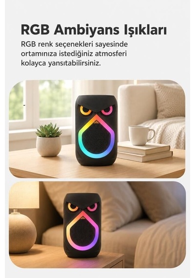 Özel Üretim Frekans Parti Eşyası Akustik Bluetooth Hoparlör Rgb Işıklı Mikrofonlu 12w D80
