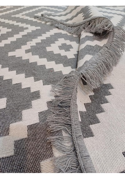 Kilim Çift Taraflı Dokuma Kilim Gri-beyaz 80 200cm Diğer