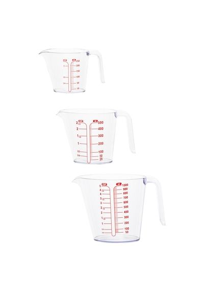 Porsima 3lü Şeffaf Plastik Ölçek Kabı - Beher Mutfak Ölçü Kabı 250ml-500ml-1000ml