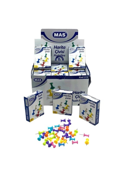 648 Adet Harita Çivisi Mantar Pano İğnesi 12x18pcs Renkli Silindirik 5468