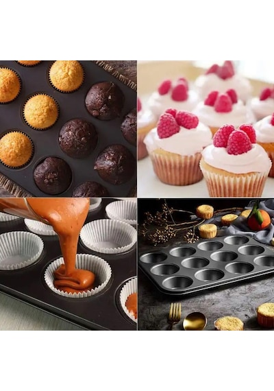 12 Bölmeli Premium Metal Muffin Ve Cupcake Tepsisi - Yapışmaz, Eşit Pişirme Özellikli Kalıp Diğer