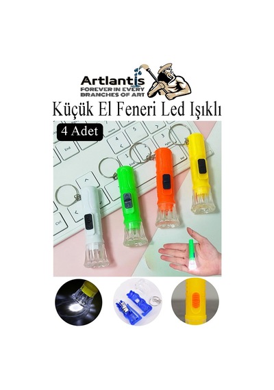Küçük El Feneri Led Işıklı 4 Adet Anahtarlıklı Mini El Feneri İlk Yardım Feneri Deprem Feneri Karne Hediyesi