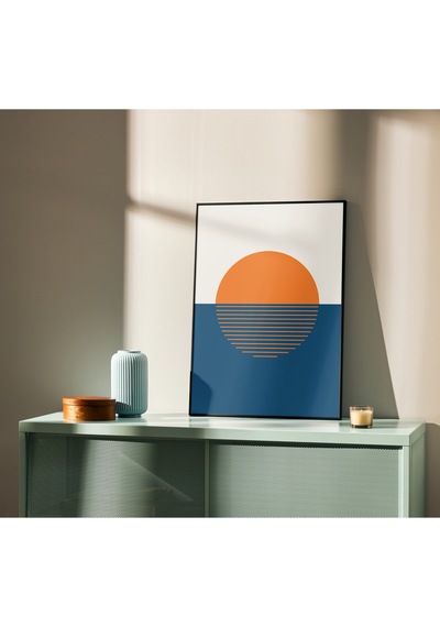 Çerçevesiz Poster, Dijital Baskı Soyut Turuncu Daire Poster, Minimal, Ev, Ofis, Mutfak Dekorasyon