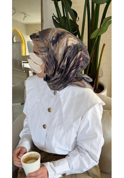 Qalortex Scarf Pamuklu Soft Lara Desen Eşarp-antrasit