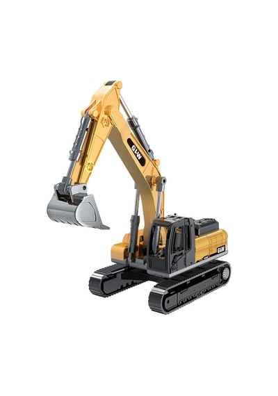 Diecast Oyuncak Metal İnşaat Araçları Metal Uçlu Kepçe Dozer Sürtmeli Ekskavatör Sarı