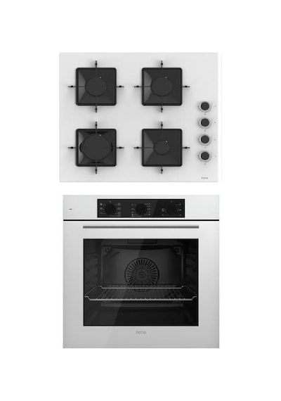 Ferre Flowart Serisi QBL62CB - SS206 2'li Beyaz Ankastre Set