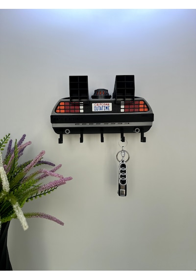 3d Baskı Anahtarlık Askısı Delorean Model Gri - Siyah