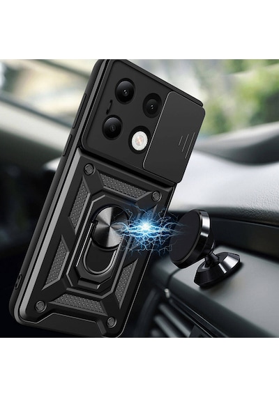 Rba Aksesuar Redmi Note 13 4g Kılıf Magnetik Standlı Kamera Korumalı Rba Sürgülü Vega Kapak - Mavi Mavi