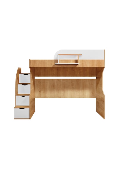 Ranza, Litera Ranza Dolap Çalışma Masası Açık Ceviz-Beyaz + 1 Adet Comfort Yatak 90 x 190 Cm Ranza, Litera Ranza Dolap Çalışma Masası Açık Ceviz-Beyaz + 1 Adet Comfort Yatak 90 x 190 Cm