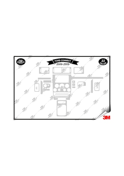 Ford Connect 2006-2009 Torpido Konsol Trim Göğüs Maun Kaplama Set 22 Parça Gümüş