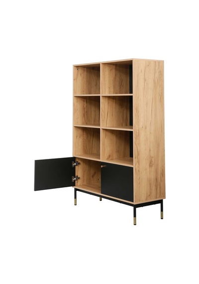 Madrid 6 Bölmeli & Çekmeceli Kitaplık - Büfeceviz-siyah 110x40x154.5 Cm Ceviz Madrid 6 Bölmeli & Çekmeceli Kitaplık - Büfeceviz-siyah 110x40x154.5 Cm Ceviz