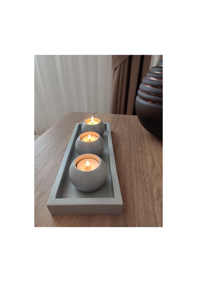 3 Lü Tombik Dekoratif Mumluk 27 Cm Tealight Mum Için Uygun Diğer