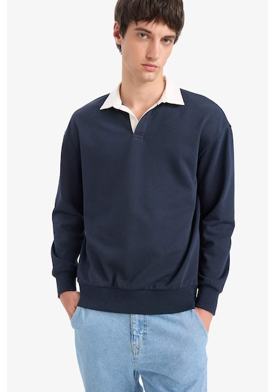 Defacto Boxy Fit Polo Yaka Sweatshirt E6523ax25aunv64 Lacivert