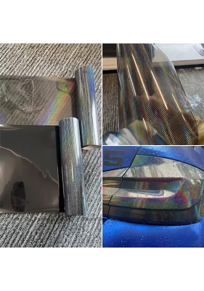 Petek Desenli 3d Colormatik Far Filmi Stop Folyosu 1mx30cm Açık Siyah