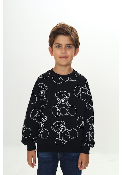 Toontoy Kids Toontoy Erkek Çocuk Relax Fit Bisiklet Yaka Düşük Omuz Baskılı Sweatshirt - 2 İplik Siyah Toontoy Kids Toontoy Erkek Çocuk Relax Fit Bisiklet Yaka Düşük Omuz Baskılı Sweatshirt - 2 İplik Siyah