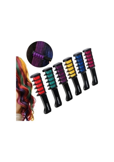 Rengarenk Saç Boyama Tebeşiri - Mini Taraklı Konsept Saç Boyama Seti Hair Chalk Turuncu