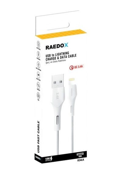 Raedox Usb To Lightning 18w 3.4a Hızlı Şarj Kablosu
