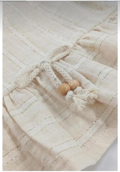 Babyhola Kız Bebek Çocuk Bayramlık Takım Volan Kollu Simli Müslin 2011 Bej