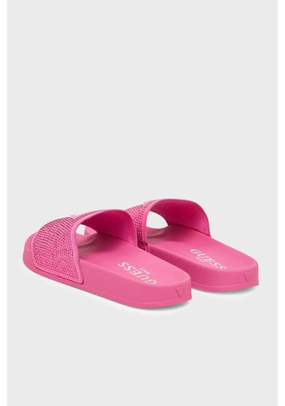 Guess Beach Taşlı Üçgen Logolu Terlik E6gz16bb00f Bayan Terlik E6gz16 Bb00f G6j7 Fuşya