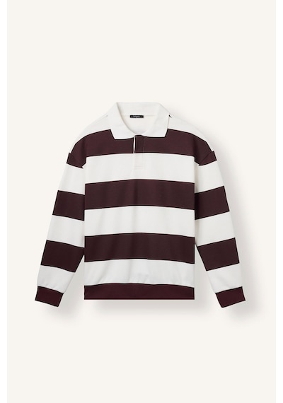 Defacto Boxy Fıt Polo Yaka Çizgili Sweatshirt F0857ax26aubr150 Bordo-br150
