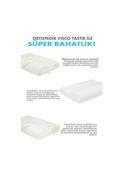 WhiteBlanco Bamboo Boyun Destekli Ortopedik Yastık Visco Yastık Class-bambooıı Krem