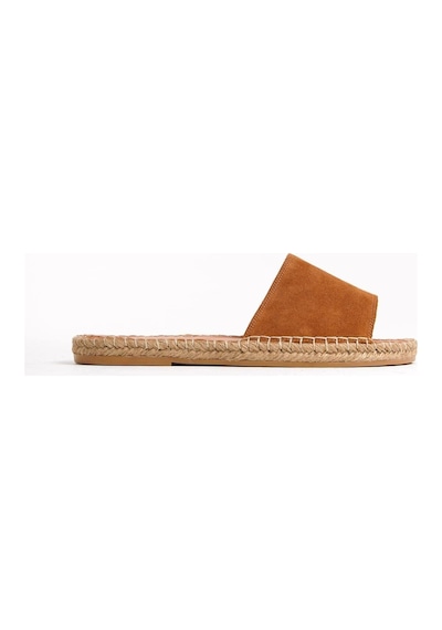Mubiano Hakiki Deri Summer Erkek Süet Jüt Taban Taba Espadril Terlik -mssr122-tb Taba