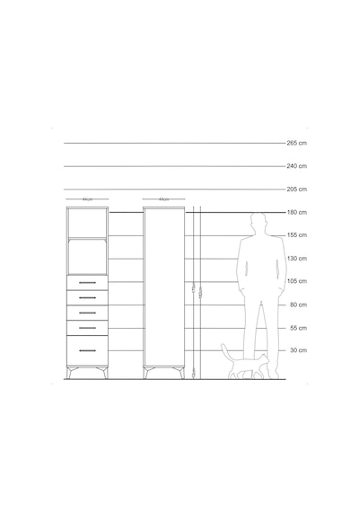 Hyperion Dolap 2 Raflı 5 Çekmeceli 44x44x182 Çam-antrasit Çam Hyperion Dolap 2 Raflı 5 Çekmeceli 44x44x182 Çam-antrasit Çam