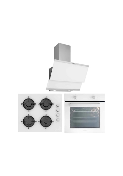 Silverline BO6501W01 - CS5349W01 - 3420 Classy 60 Beyaz Cam Ankastre Set