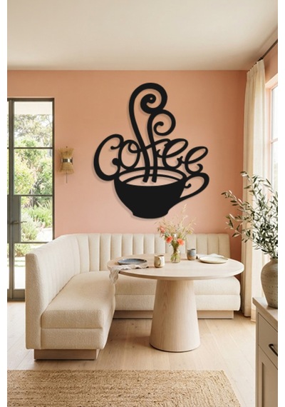 Coffee Metal Duvar Tablosu - Duvar Dekoru - Siyah - 83 X 100 Cm