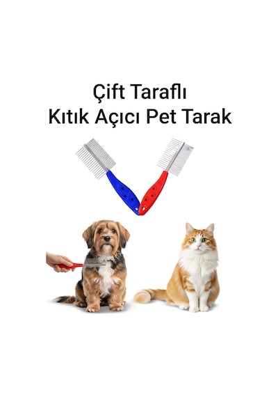 Duffa Çift Taraflı Kedi Ve Köpek Tüy Açma Tarağı, Köpek Kıtık Açıcı Bakım Tarağı, Ergonomik Metal Tarama