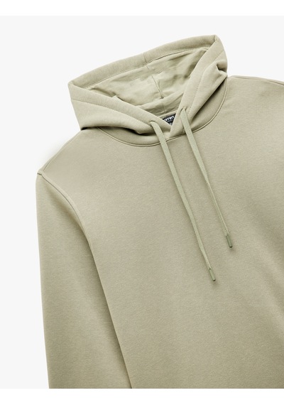 Koton Şardonlu Uzun Kollu Basic Kapşonlu Sweatshirt Yeşil 6wam70015mk Yeşil