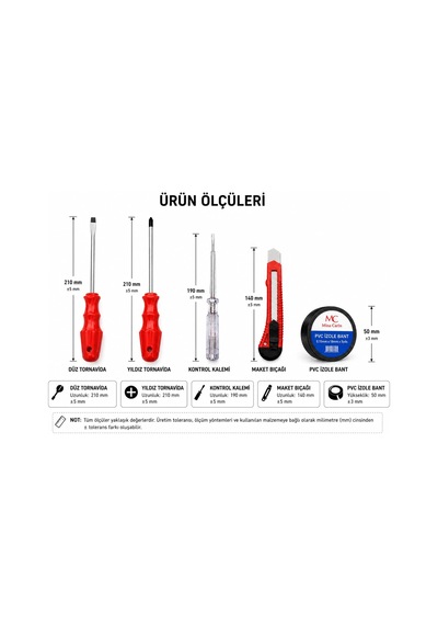 7 Parça El Aleti Seti 2 Düz Tornavida 2 Yıldız Tornavida Kontrol Kalemi Maket Bıçağı Pvc İzole Bant Dayanıklı Ergonomik Ev Atölye Tamirhane Bakım Onarım Elektrik Montaj Çözümü