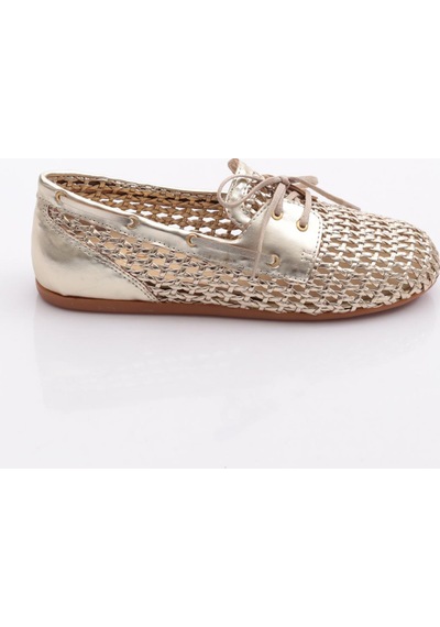 Dgn B00112 Kadin Delikli Oxford Ayakkabi Altın